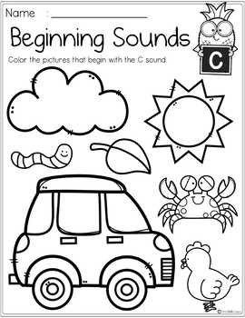free alphabet beginning sounds printables by the kiddie class tpt