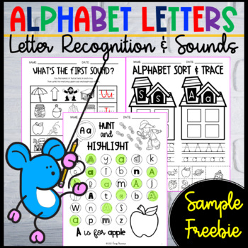 Preview of Free Alphabet Letter Identification and Beginning Sounds Worksheets