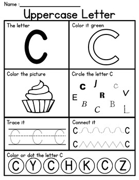 free alphabet letter worksheets uppercase by missmissg tpt