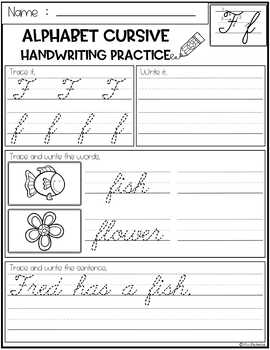 Free Alphabet Letters Cursive Handwriting Practice by Miss Faleena