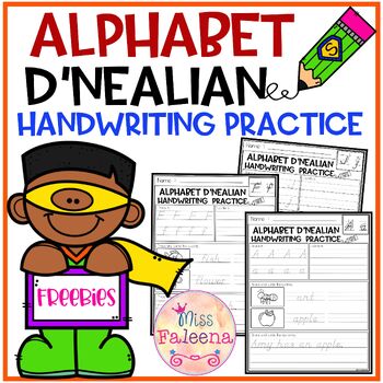 Preview of Free Alphabet Letters D'Nealian Handwriting Practice