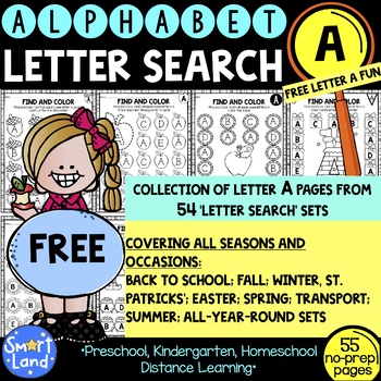 Free Alphabet Practice_Letter Search_Letter A by Smart Land Printables