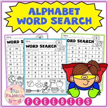 Free Alphabet Word Search by Miss Faleena | Teachers Pay Teachers