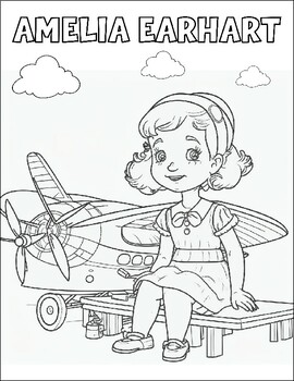 Preview of Free Amelia Earhart Coloring Page | Women's History Month Coloring Sheet