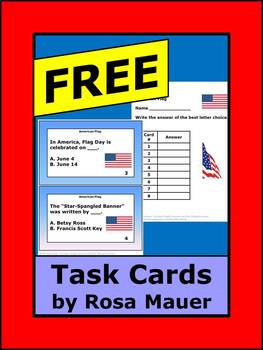 Preview of Free American Flag Task Cards