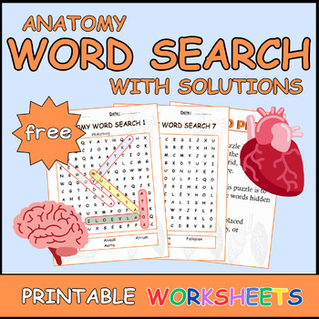 Preview of Free Anatomy Word Search Puzzles With Solutions