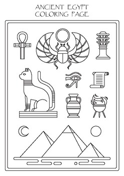 Preview of Free Ancient Egypt Elements Coloring Pages for Kindergarten & First Grade Art