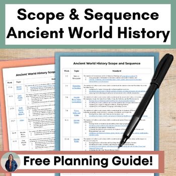 Preview of Free Ancient World History Scope and Sequence Pacing Guide for World History 1