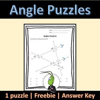 Preview of Free Angle Relationships Activity to Find Missing Angles in Puzzle | Geometry