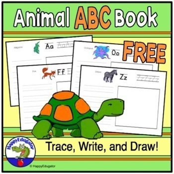 Preview of Free Animal ABC Handwriting Practice Book - Zoo Animals