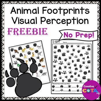 Preview of Free Animal Footprint Tracks Visual Perception Science Activities and Worksheets