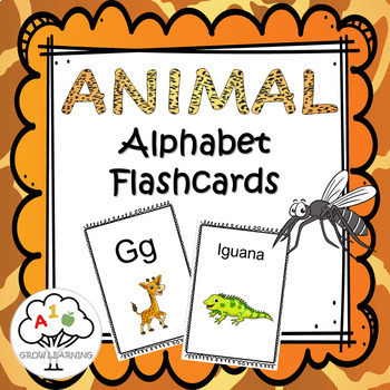 Free Animals Alphabet Flashcards for Pre K by Grow Learning | TpT