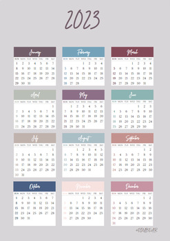 Free Annual Calendar 2023 poster by EDUBEAR | Teachers Pay Teachers