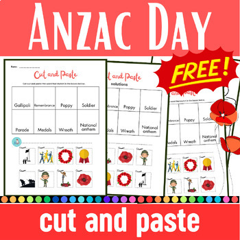 Preview of Free Anzac Day Cut and Paste Activity | FREE Veterans, Memorial day