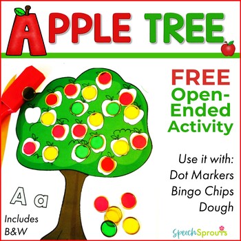 Preview of Free Preschool Apple Tree Dot Marker Speech Therapy Activity