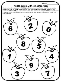 Preview of Free Apple Math Game Math Subtraction Apple Math Subtraction Apple Math Centers