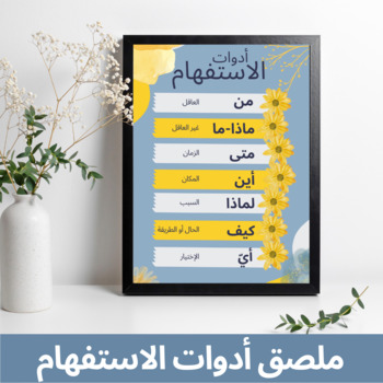 Preview of Free Arabic WH question Poster ملصق أدوات الاستفهام مجان دكور القسم ‏تقويم النطق