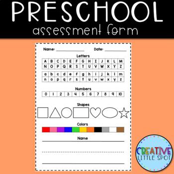 Preview of Free Assessment Sheets for Preschool | Pre-K | Kindergarten