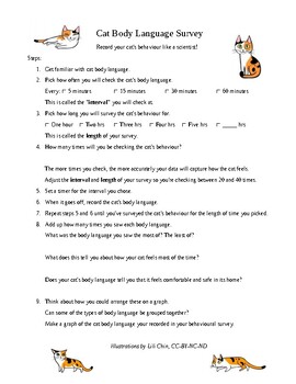 Preview of Free At-Home STEM activity - Cat Body Language Survey - SCIENCE FAIR PROJECT