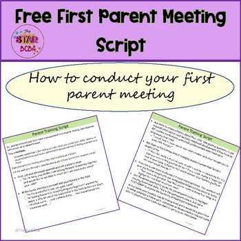 Preview of Free BCBA Parent Training Script Initial session