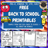 Free Back to School All About Me for PreK, TK, Kindergarte