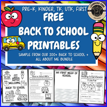 Preview of Free Back to School PreK, TK, Kindergarten, First Grade, UTK All About Me Packet