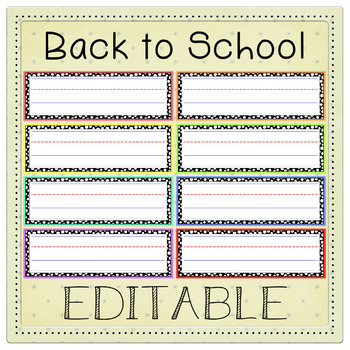 Free Back To School Editable Name s Black White Polka Dot Kindergarten