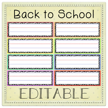 Preview of Free Back to School Editable Name Tags - Black & White Polka Dot - Kindergarten