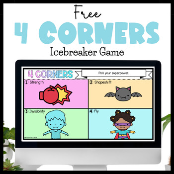 Preview of Free Back to School Icebreakers Questions | Digital 4 Corners Game for SEL