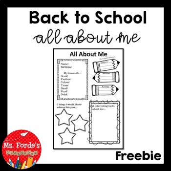Free Back to School Info Sheet