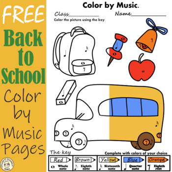 Preview of Free Back to School Color by Note Pages