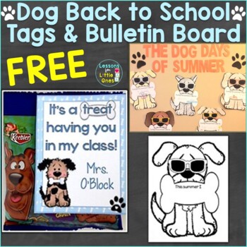 Preview of Free Back to School Student Gift Tags & Bulletin Board, Craft Dog Theme