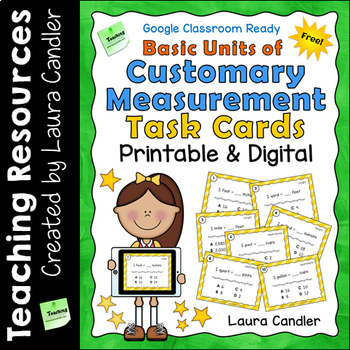 Preview of Free Basic Units of Customary Measurement Task Cards
