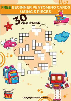 Preview of Free Beginner Pentominoes Using 3 pieces -Math Puzzlls Challenge For Kids