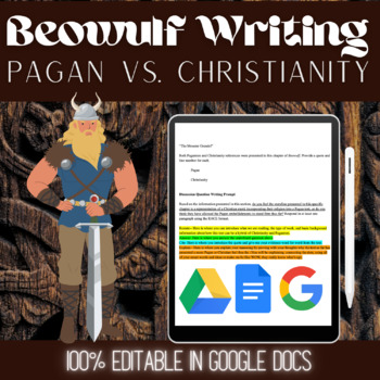 Preview of Free Beowulf RACE Writing Discussion Question | The Monster Grendel & Religion 