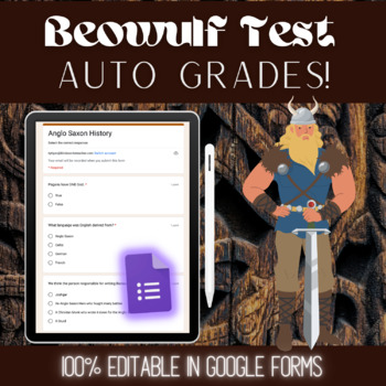 Preview of Free Beowulf Test | Google Form + Auto Grades | Epic Poem + Anglo Saxon History