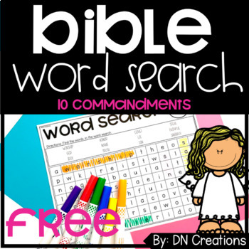 Preview of Free Bible Word Search l Free Ten Commandments Activity
