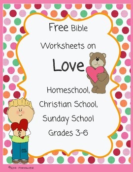 Preview of Free Bible Worksheets on Love