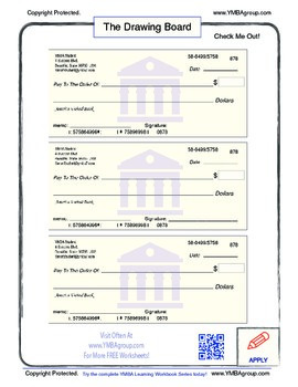 Free Blank Checks Worksheet by YMBA Group Learn Business and Life Skills