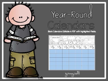 Preview of Free Blank Monthly Calendars {Editable}
