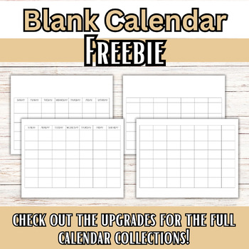 Preview of Free Blank Undated Calendars, 4 Blank Calendars, classroom, Summer, Homeschool