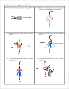 Free Body Diagram & Net Force Practice Worksheet | TpT