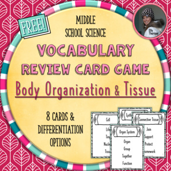 Preview of Free Levels of Organization & Tissues Vocabulary Game Cards for Human Body Units