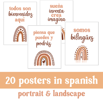 Free Boho Rainbow Classroom Posters. Inspirational quotes in Spanish ...