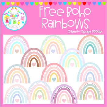 Preview of Free Boho Rainbow Clipart