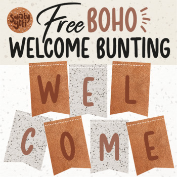 Preview of Boho Welcome Bunting Banner Classroom Decor for Back to School FREEBIE