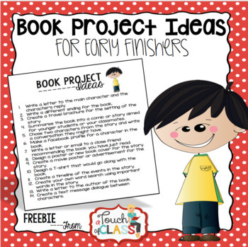 Preview of Free Book Project Enrichment Ideas - Early Finisher Ideas