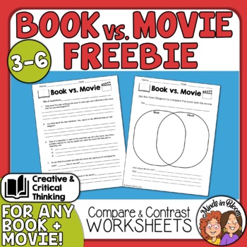 book vs movie compare contrast freebie no prep worksheets fun movie day