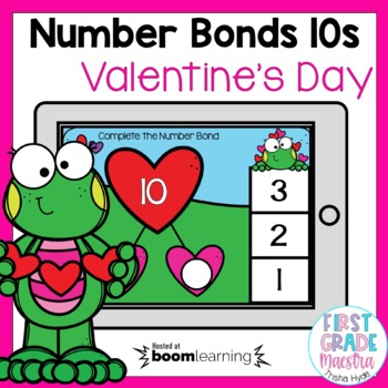Preview of Free Boom Cards Number Bonds with 10 Valentine's Day