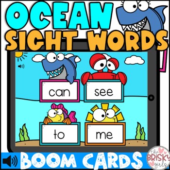 Preview of Free Boom Cards Ocean Theme Sight Word Review